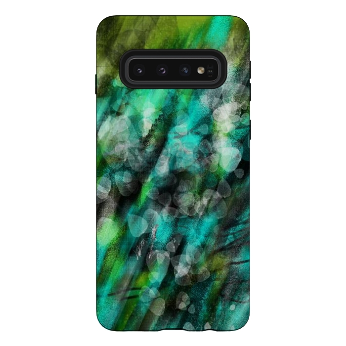 Galaxy S10 StrongFit Blue green textured abstract digital art by Josie