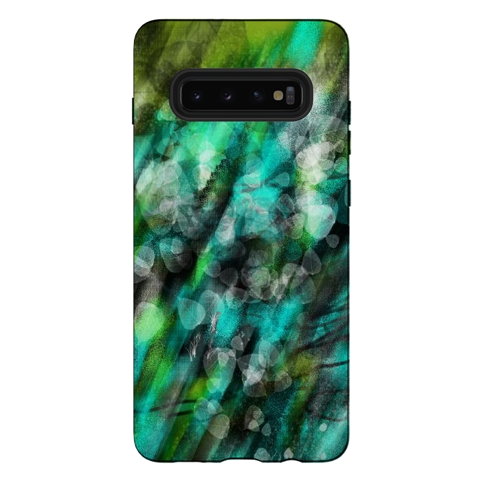 Galaxy S10 plus StrongFit Blue green textured abstract digital art by Josie