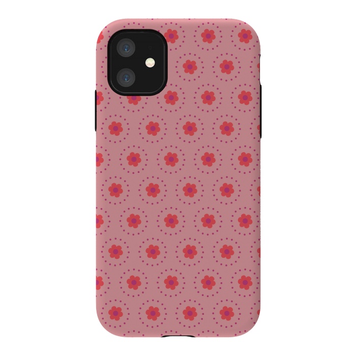 iPhone 11 StrongFit Pink Circular Floral by Rosie Simons