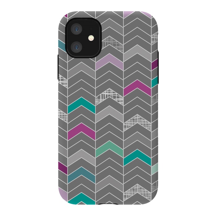 iPhone 11 StrongFit Chevron Grey by Rosie Simons