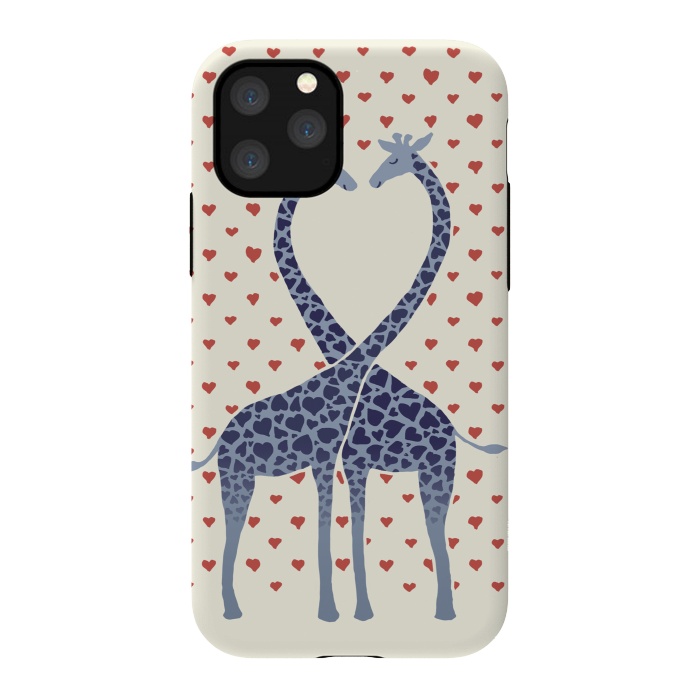 iPhone 11 Pro StrongFit Giraffes in Love a Valentine's Day illustration by Micklyn Le Feuvre
