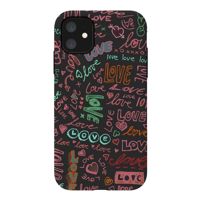 iPhone 11 StrongFit Love Love Love ballpoint doodles by Micklyn Le Feuvre