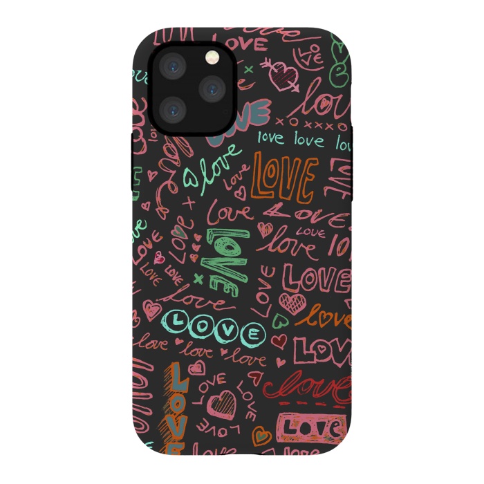iPhone 11 Pro StrongFit Love Love Love ballpoint doodles by Micklyn Le Feuvre