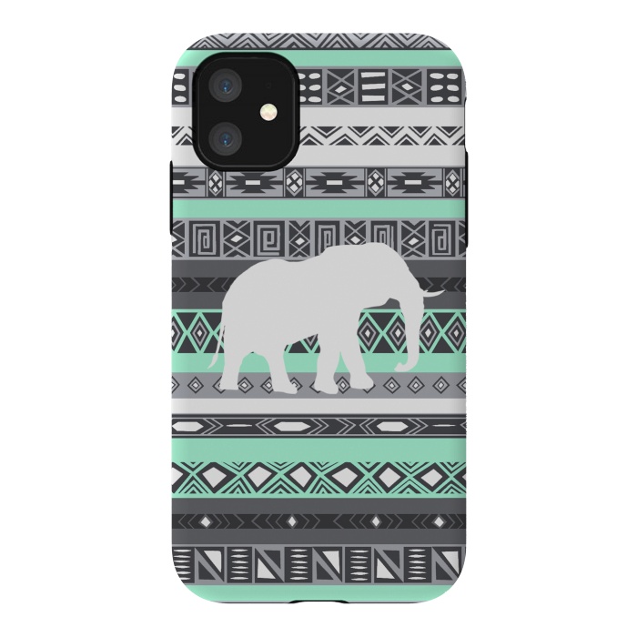 iPhone 11 StrongFit Tiffany Elephant Aztec by Rex lambo
