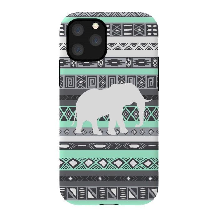 iPhone 11 Pro StrongFit Tiffany Elephant Aztec by Rex lambo