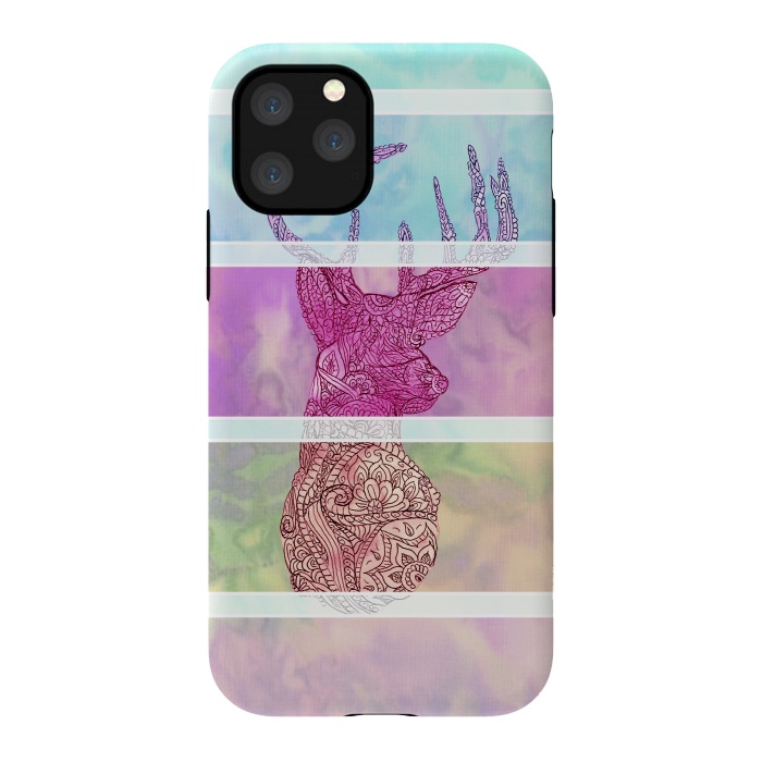 iPhone 11 Pro StrongFit Deer Vintage Stripes Paisley Photo by Girly Trend