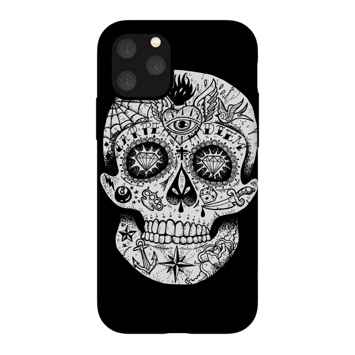 iPhone 11 Pro StrongFit Tattooed Skull by Mitxel Gonzalez
