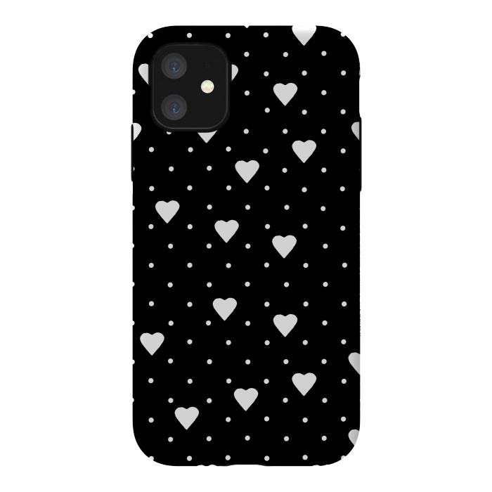 iPhone 11 StrongFit Pin Point Hearts White by Project M
