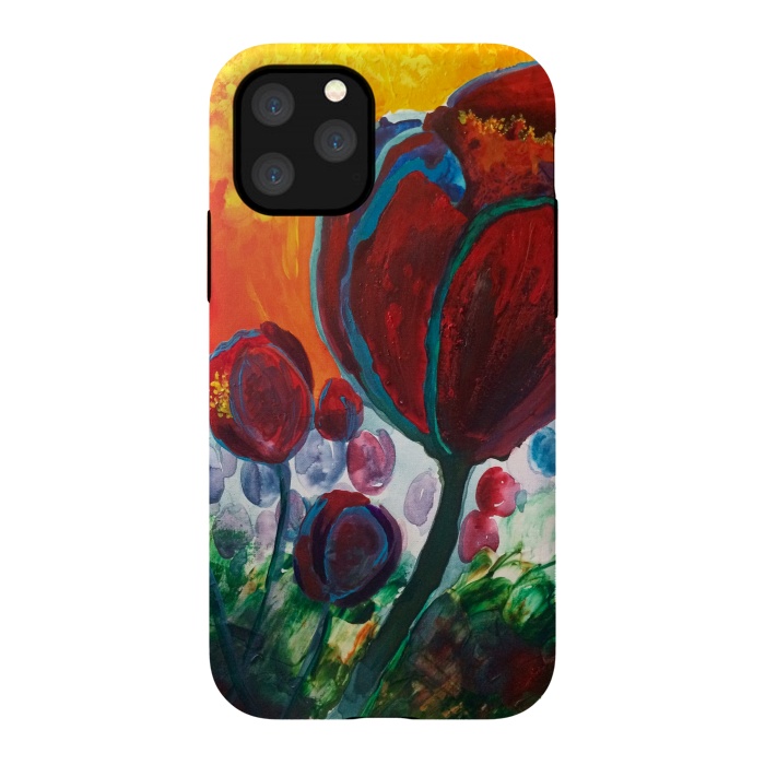 iPhone 11 Pro StrongFit Blue High Tulips on Fire by ANoelleJay