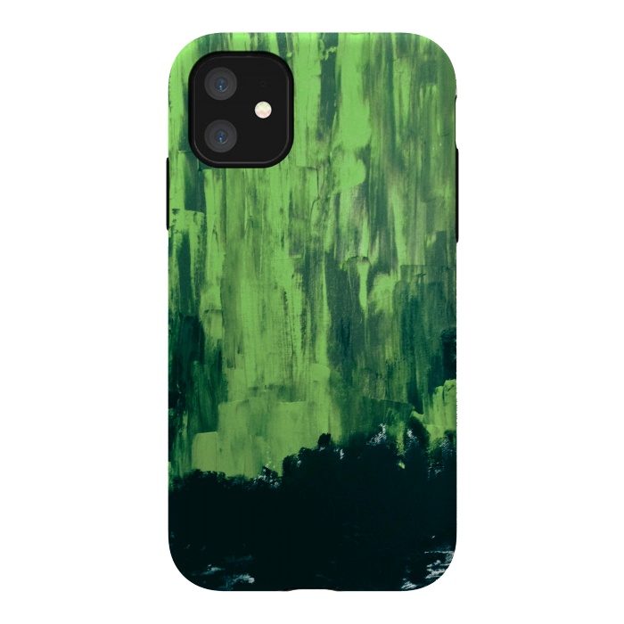 iPhone 11 StrongFit Lime Green Northern Lights by ANoelleJay