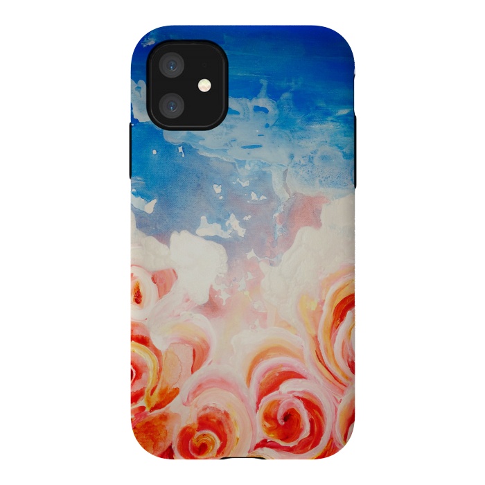 iPhone 11 StrongFit Peachy Roses by ANoelleJay