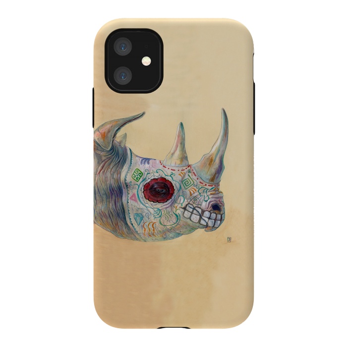iPhone 11 StrongFit Day of the Dead Rhino by Brandon Keehner