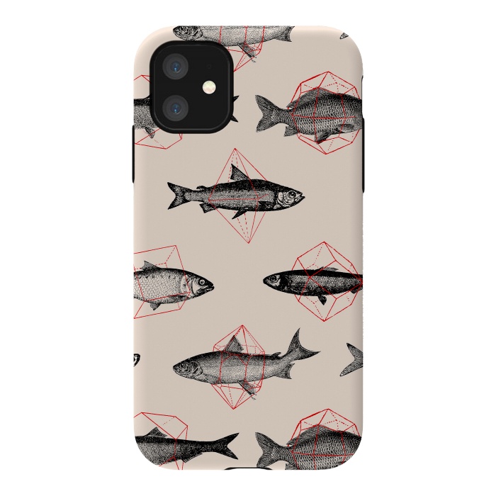 iPhone 11 StrongFit Fishes in Geometrics I by Florent Bodart