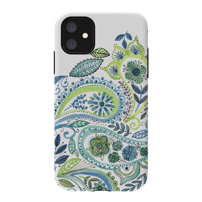 iPhone 11 StrongFit Watercolour Paisley by Laura Grant