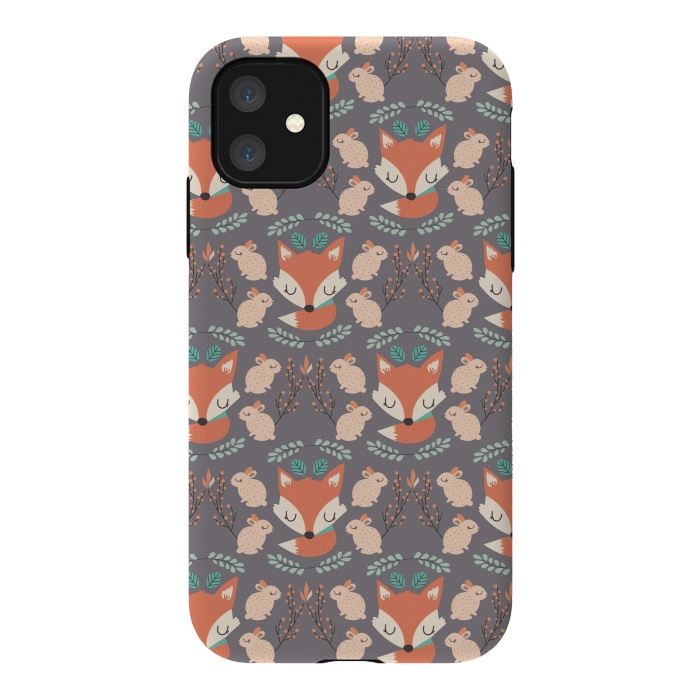 iPhone 11 StrongFit Foxes and bunnies by Maria Jose Da Luz