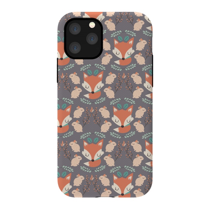 iPhone 11 Pro StrongFit Foxes and bunnies by Maria Jose Da Luz