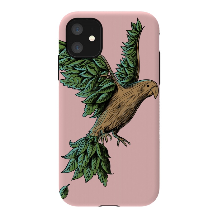 iPhone 11 StrongFit Wood Bird by Coffee Man