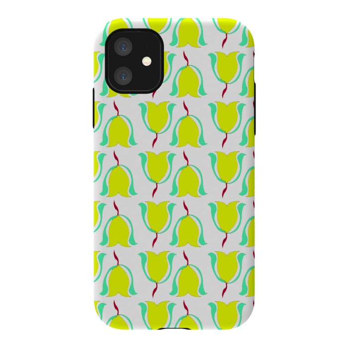 iPhone 11 StrongFit Tulips de Chartreuse by Bettie * Blue
