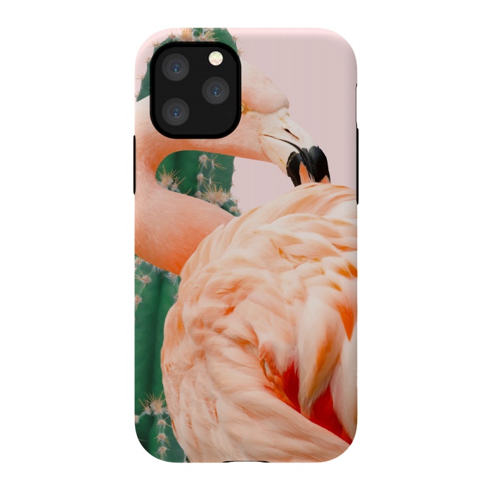 iPhone 11 Pro StrongFit Flamingo & Cactus by Uma Prabhakar Gokhale