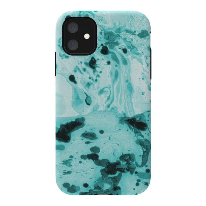 iPhone 11 StrongFit Turquoise Marble by Laura Grant