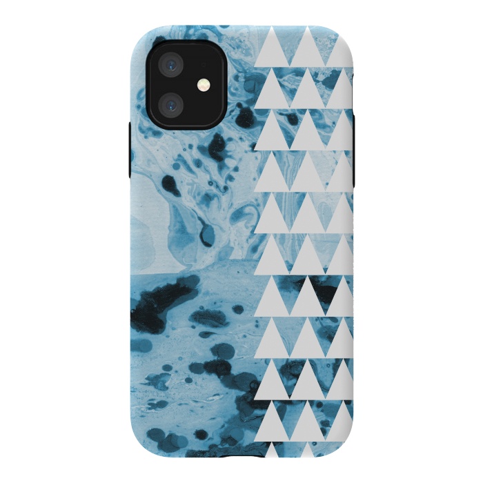 iPhone 11 StrongFit Marble triangles by Laura Grant
