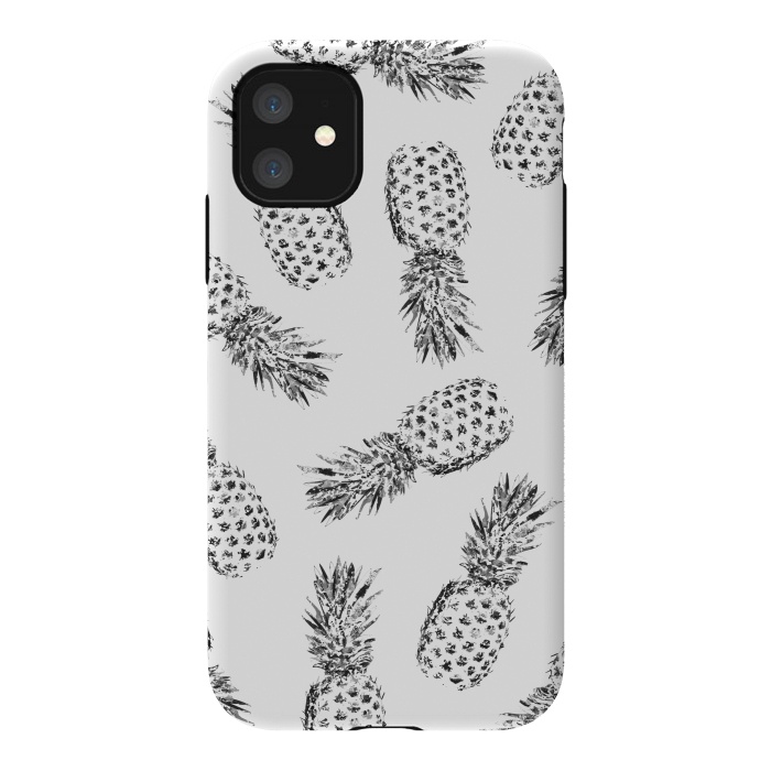 iPhone 11 StrongFit Pineapples black and white by Rui Faria