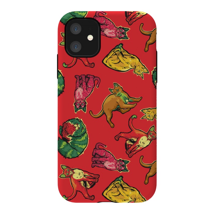 iPhone 11 StrongFit Fruit Cats by Draco
