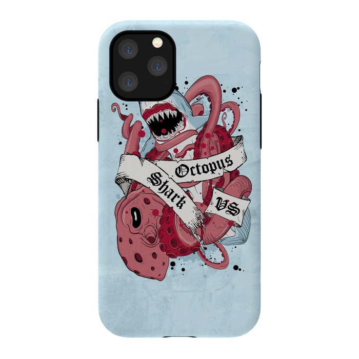 iPhone 11 Pro StrongFit Shark vs Octopus by Sitchko