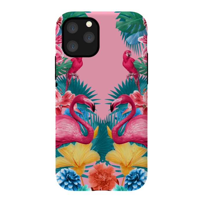 iPhone 11 Pro StrongFit Flamingo and Tropical garden by Burcu Korkmazyurek