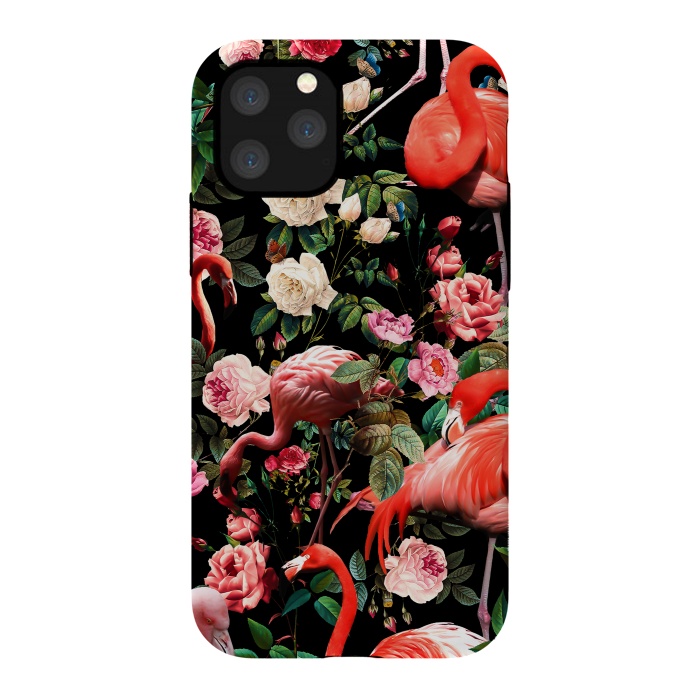 iPhone 11 Pro StrongFit Floral and Flemingo Pattern by Burcu Korkmazyurek