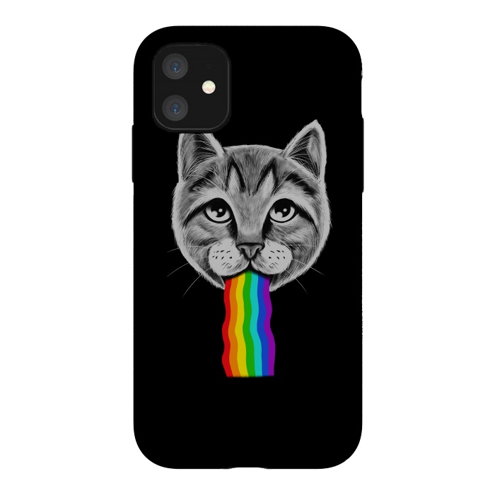iPhone 11 StrongFit Cat rainbow by Coffee Man