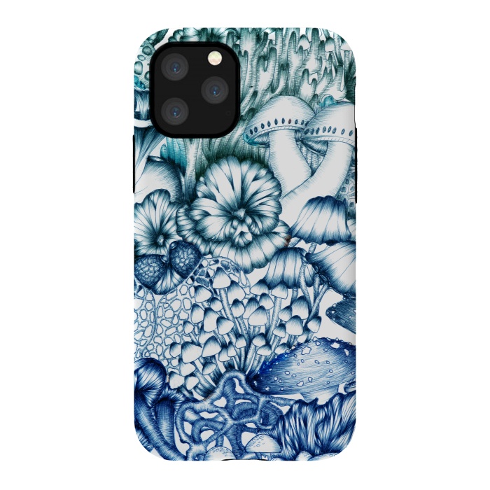 iPhone 11 Pro StrongFit A Medley of Mushrooms in Blue by ECMazur 