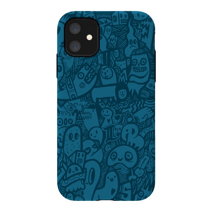 iPhone 11 StrongFit Blue Doodle by Wotto