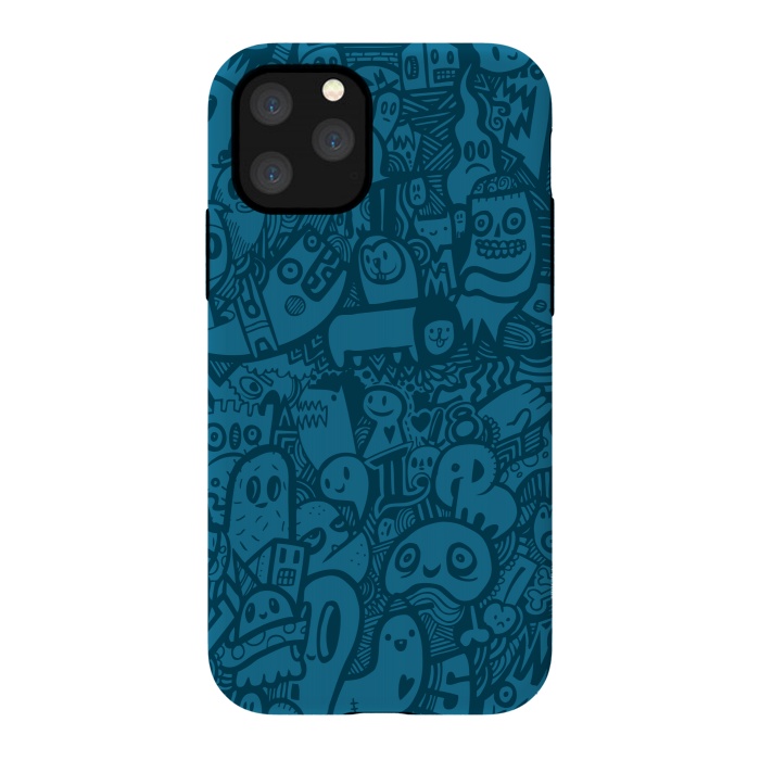 iPhone 11 Pro StrongFit Blue Doodle by Wotto