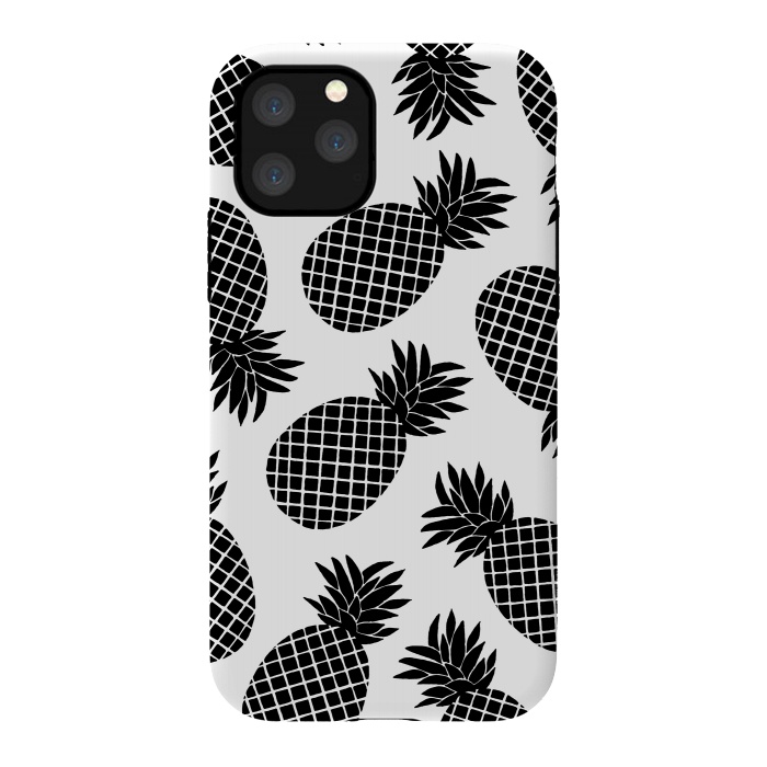 iPhone 11 Pro StrongFit Pineapple In Black  by Amaya Brydon