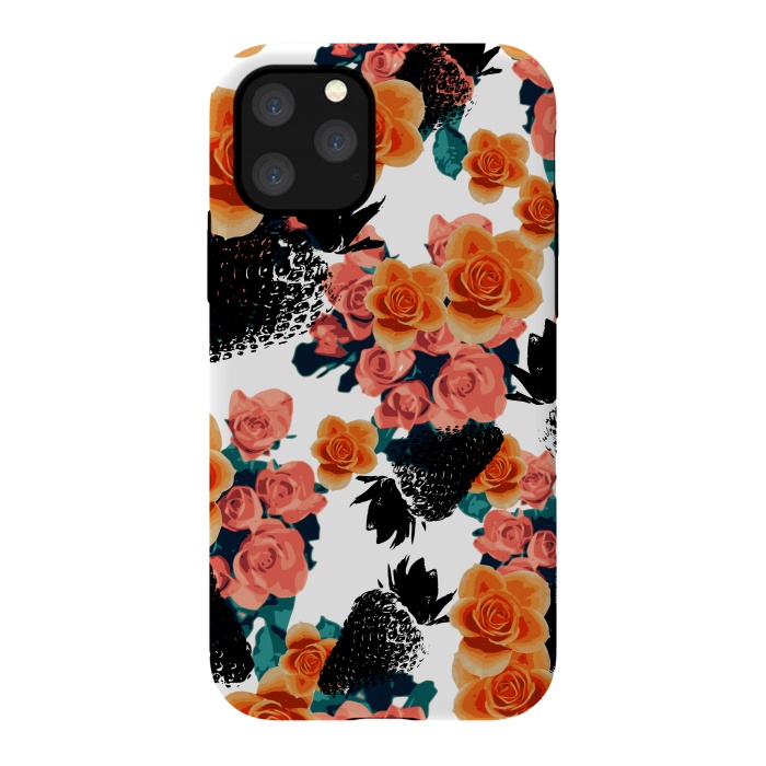 iPhone 11 Pro StrongFit Strawberries + Flowers by Zala Farah