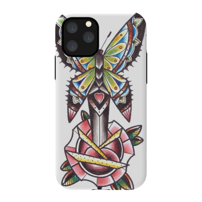 iPhone 11 Pro StrongFit Butterfly dagger rose by Evaldas Gulbinas 