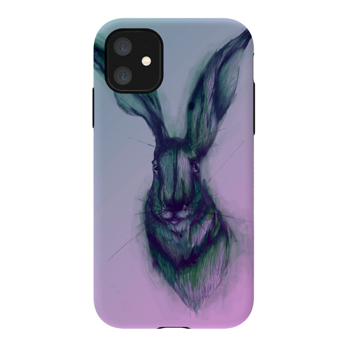 iPhone 11 StrongFit Watercolor Hare by ECMazur 