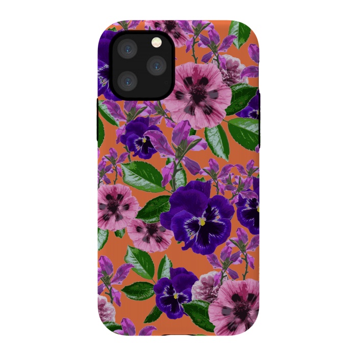 iPhone 11 Pro StrongFit Orange Floral Garden by Zala Farah