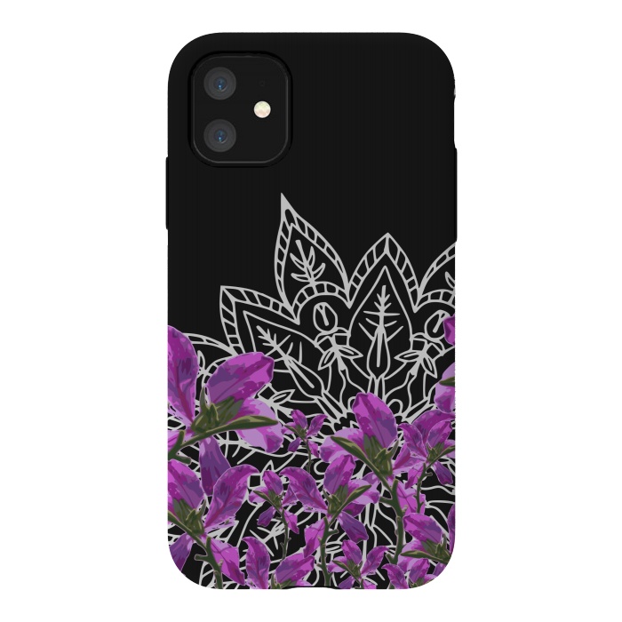 iPhone 11 StrongFit Mandala + Purple Vines by Zala Farah