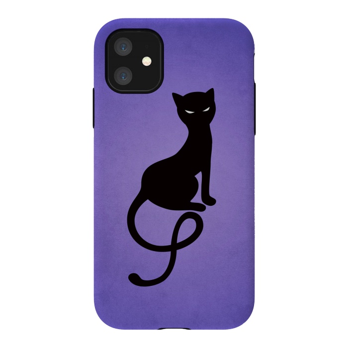 iPhone 11 StrongFit Purple Gracious Evil Black Cat by Boriana Giormova