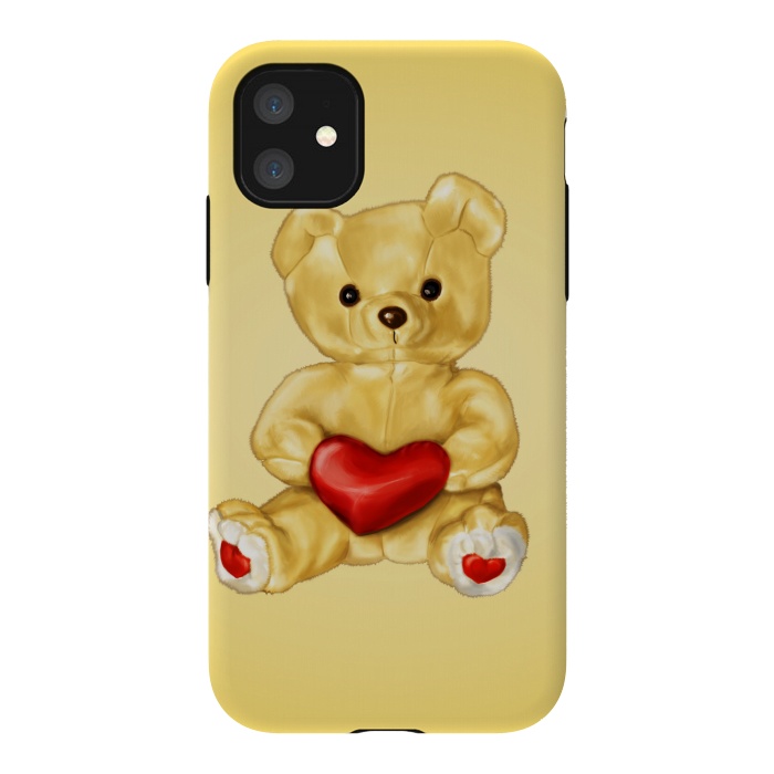 iPhone 11 StrongFit Cute Teddy Bear Hypnotist With Heart by Boriana Giormova