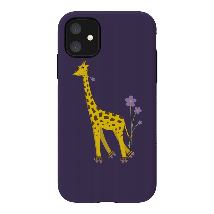 iPhone 11 StrongFit Cute Funny Rollerskating Giraffe by Boriana Giormova