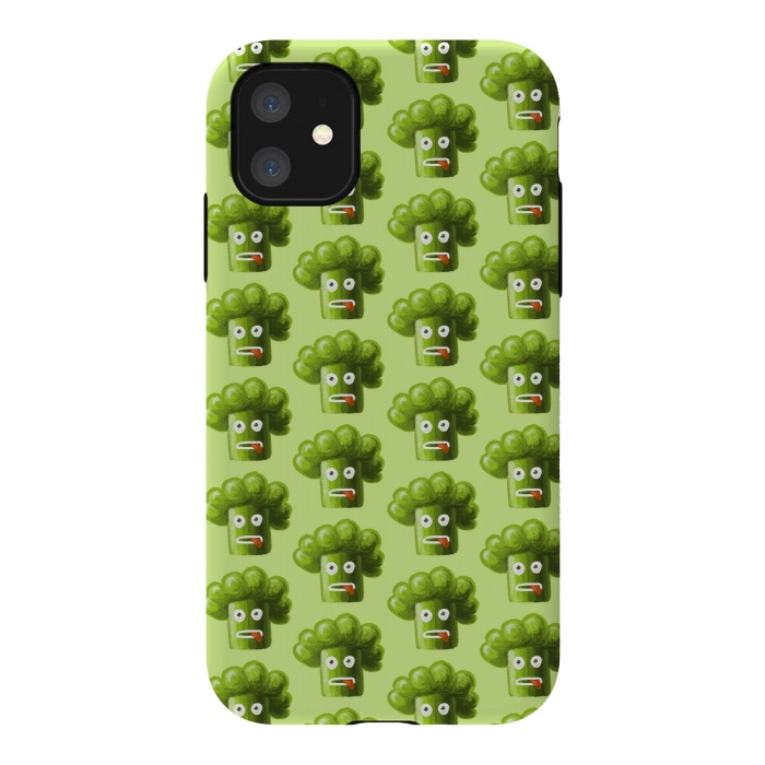 iPhone 11 StrongFit Funny Broccoli Pattern by Boriana Giormova