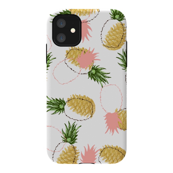 iPhone 11 StrongFit Pineapples & Pine Cones by Uma Prabhakar Gokhale