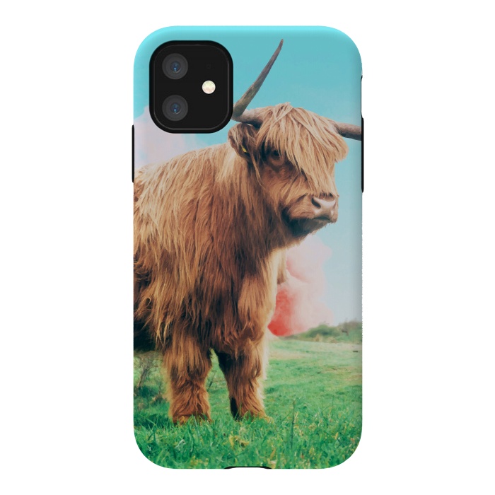 iPhone 11 StrongFit Highland Cow by Uma Prabhakar Gokhale