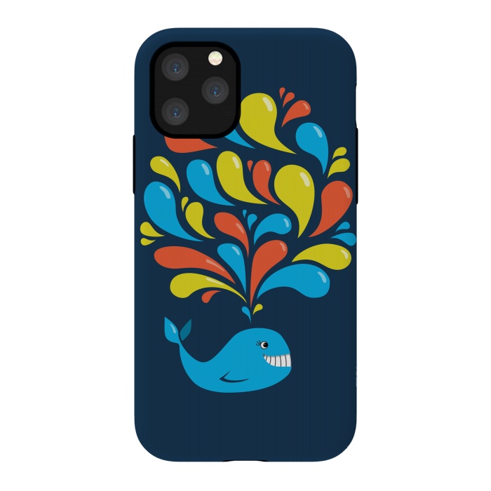 iPhone 11 Pro StrongFit Cute Colorful Splash Cartoon Blue Whale by Boriana Giormova