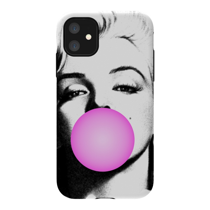iPhone 11 StrongFit Marilyn Chewing Gum Bubble by Mitxel Gonzalez