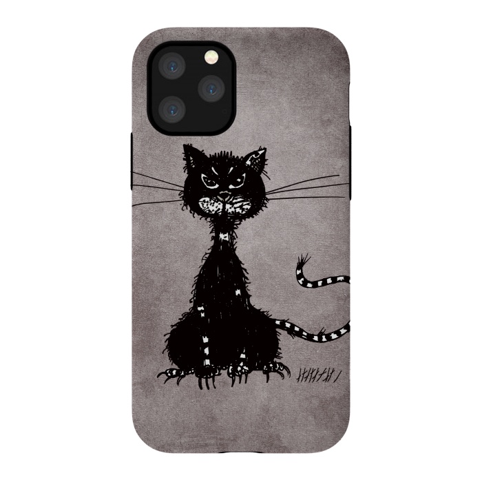 iPhone 11 Pro StrongFit Ragged Evil Black Cat by Boriana Giormova