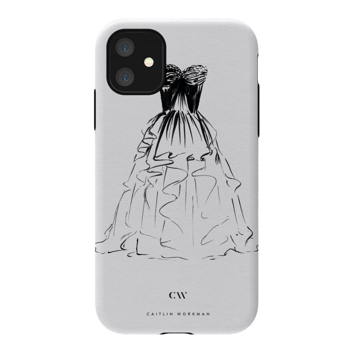 iPhone 11 StrongFit Little Black Ball Gown Dress by Caitlin Workman